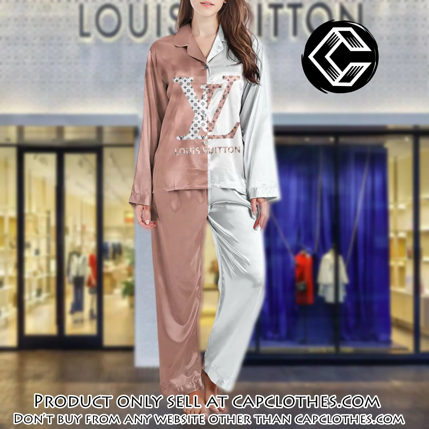 Lv monogram long satin pajama set pjs1024 cc1756525